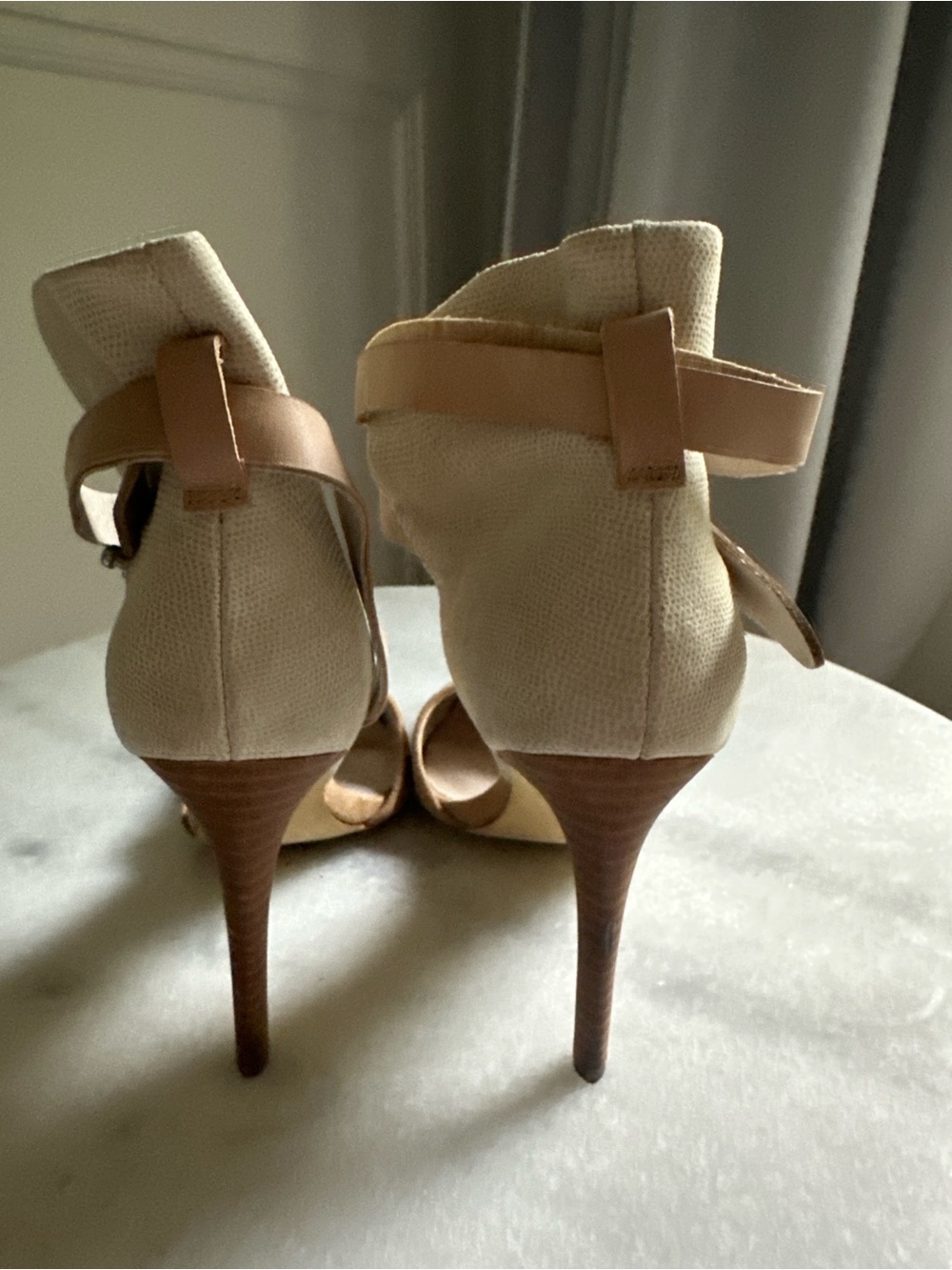 Joe's Jeans Suede Pointed-Toe Ankle-Strap Pumps in Tan - Picture 3 of 5